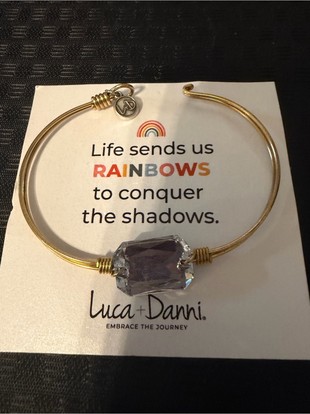 Luca + Danni Gold Wire Bangle with Light Purple Crystal